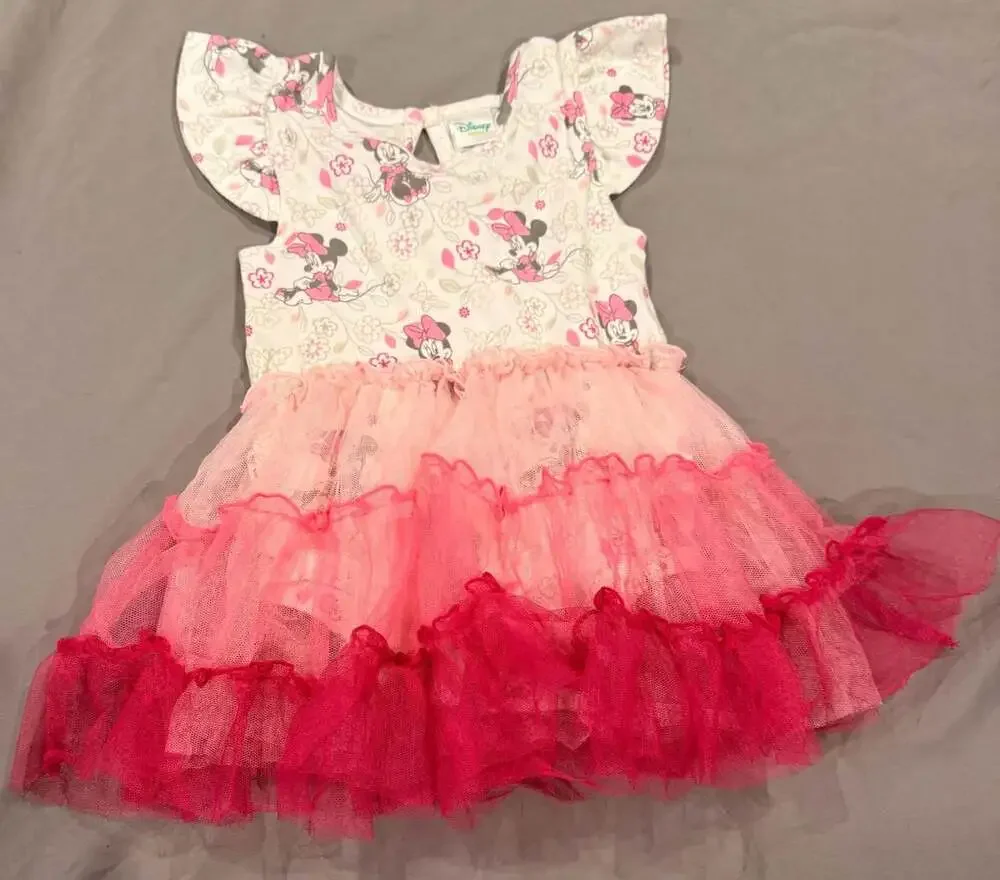 Disney Baby Minnie Mouse Tutu Dress Size 12M White Pink